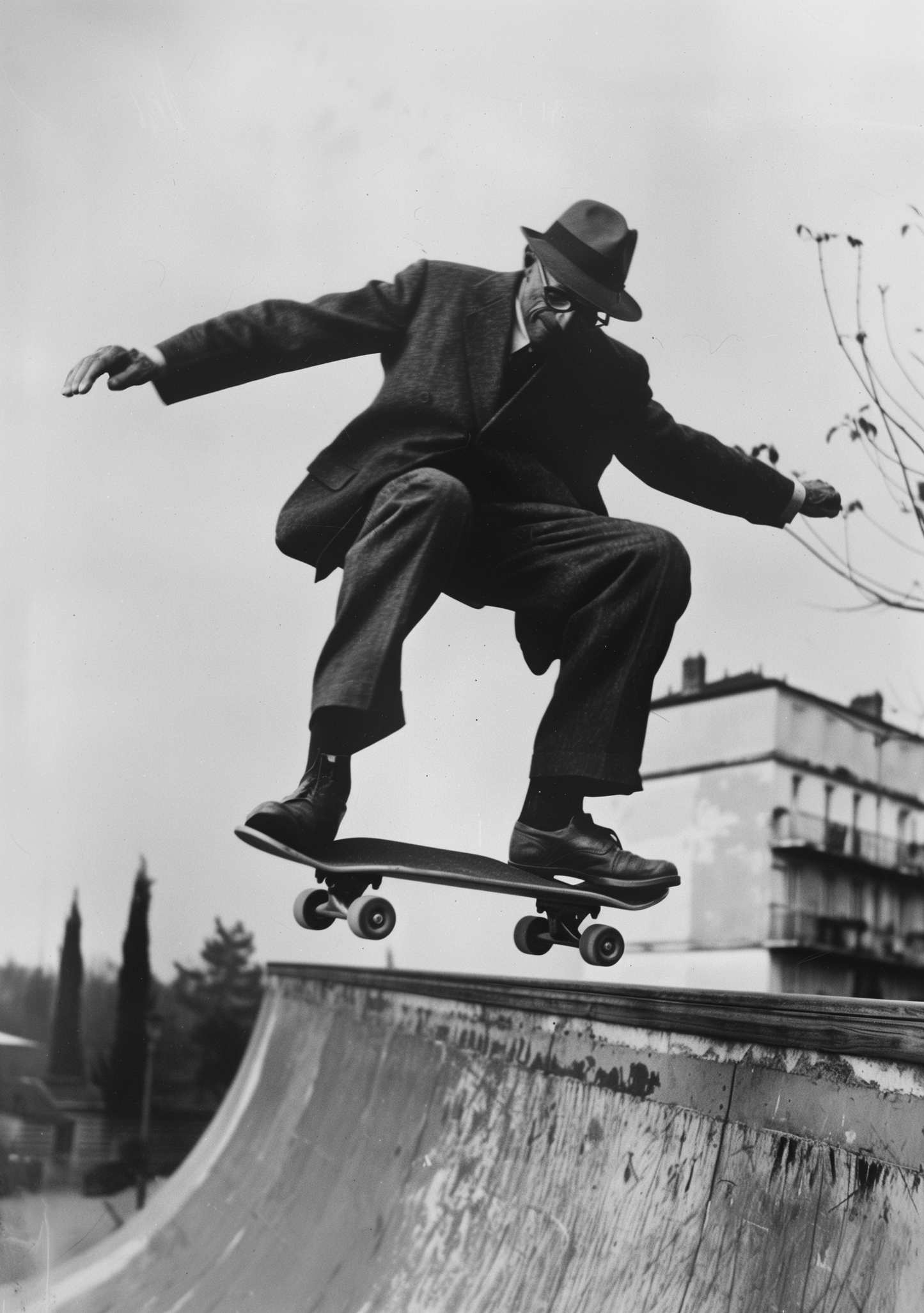 Poster - Le vieux skater - Série Anachronismes